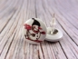 Preview: Schneemann Holz Knopf Ohrstecker Winter Schnee
